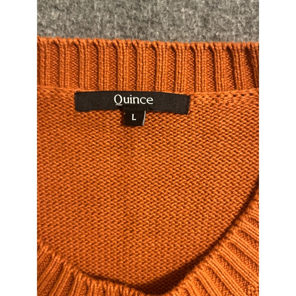 Quince Organic Cotton Boyfriend Crew Sweater Womens L Rust Orange Oversized NWOT - Picture 3 of 6